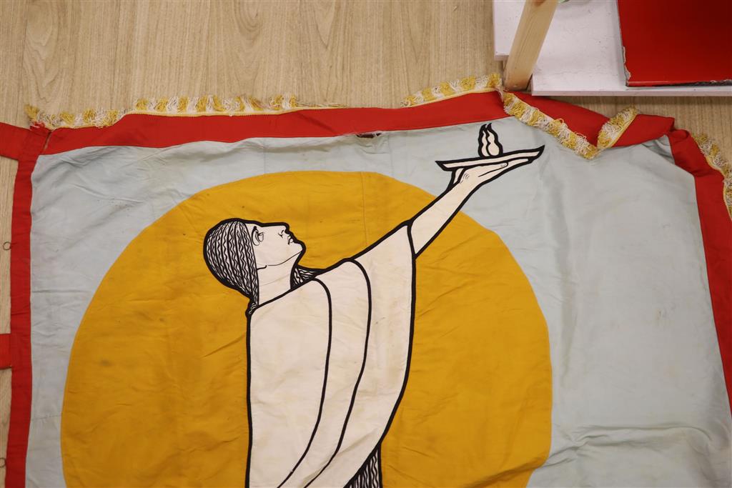A 1933 French silk banner, 168cm long